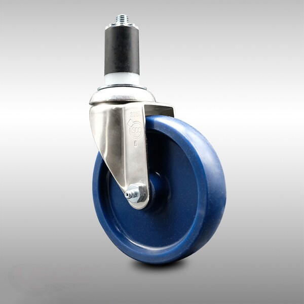 5 Inch 316SS Solid Polyurethane Wheel Swivel 1-5/8 Inch Expanding Stem Caster